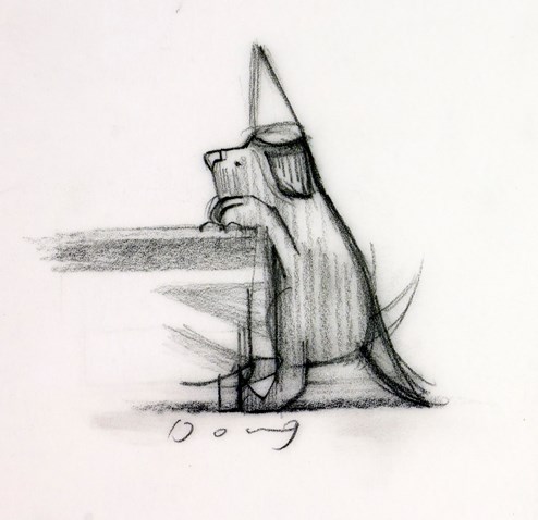 Garden Party Lab Study by Doug Hyde - Original Drawing on Mounted Paper